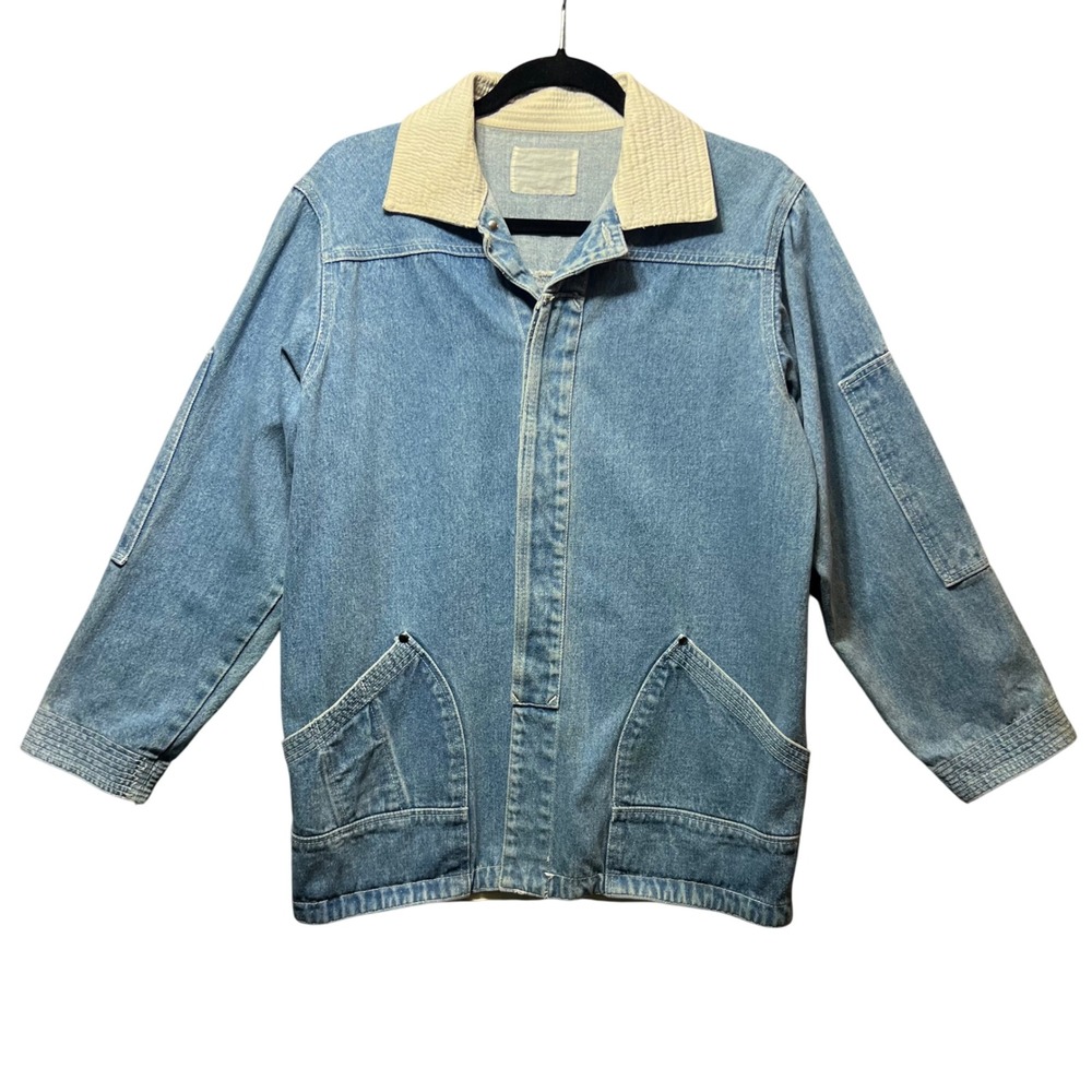 Vintage GAP 90s Denim Barn Chore Jacket‎ Workwear Utility Coat Men's Medium Blue